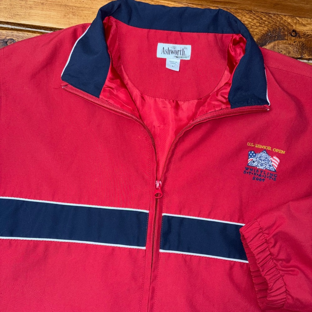 US Senior Open 2007 Whistling Straits Ashworth Windbreaker Jacket Mens Large Red